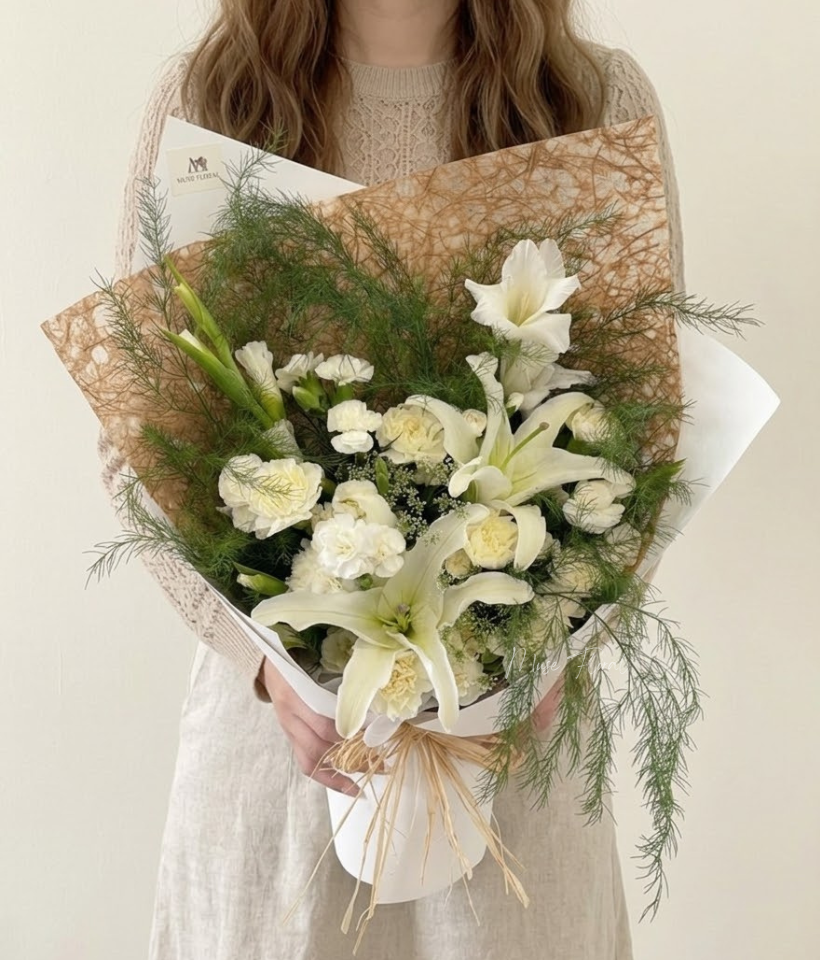 Maple Serenade Lily - Hand Bouquet (Fresh Flowers)
