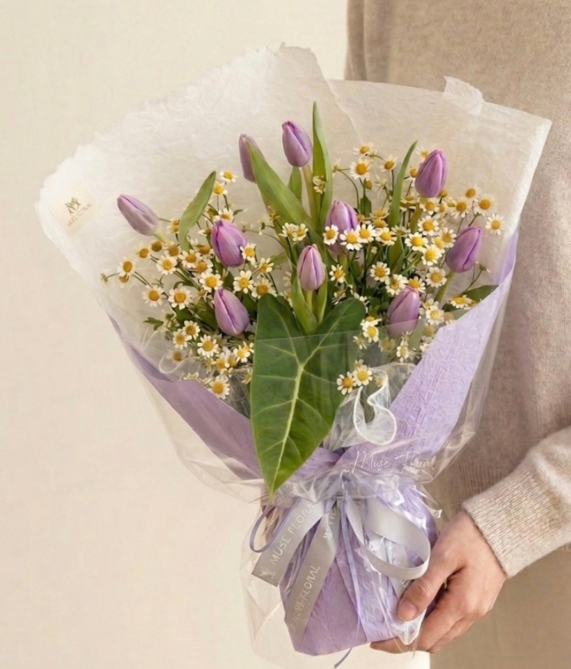 Petals & Poetry Tulip - Hand Bouquet (Fresh Flowers)