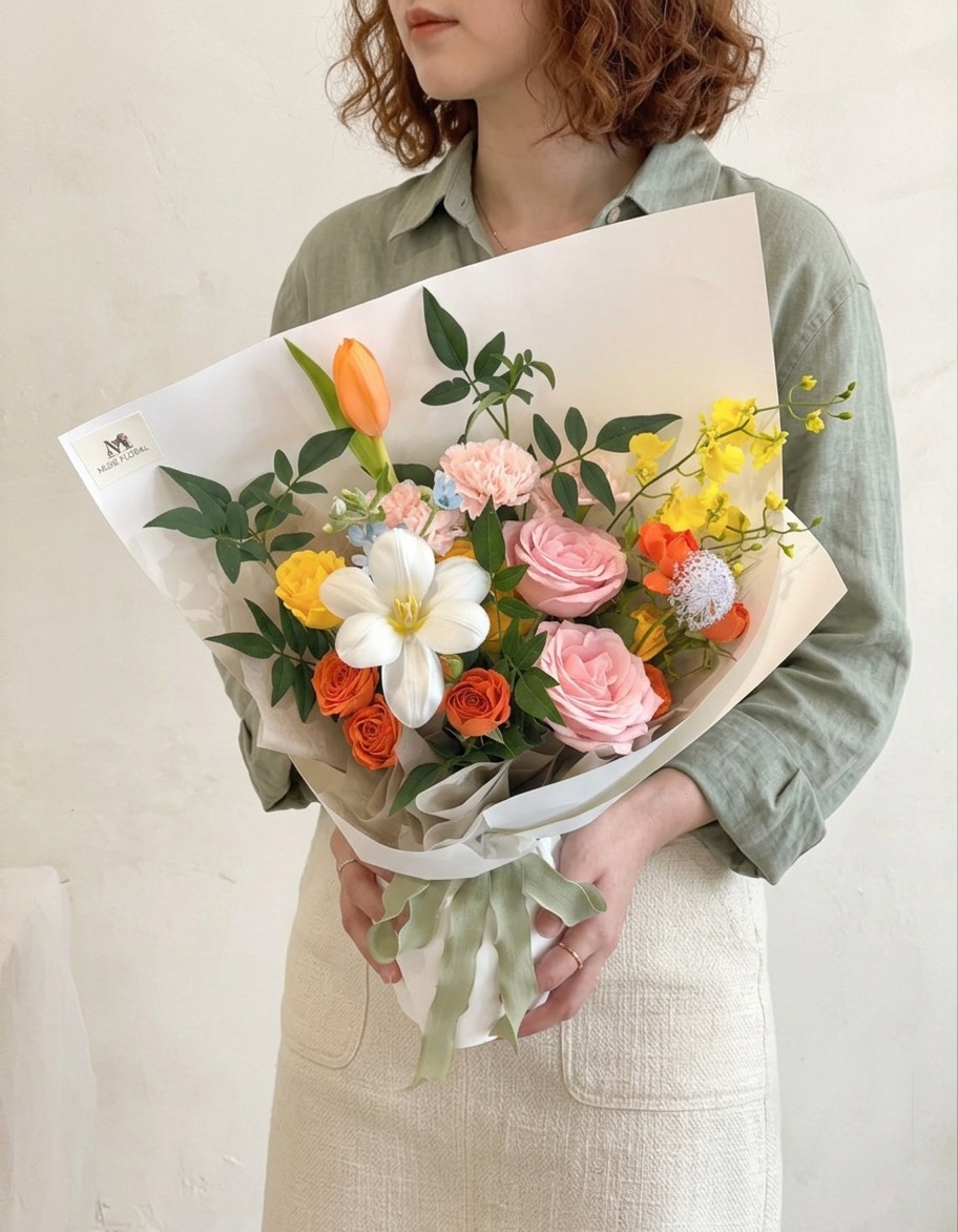 Tender Story Mix Flower Bouquet - Rose