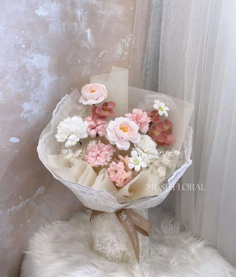 Soft Timber Soap Flower Bouquet - Hand Bouquet (Soap Flowers)