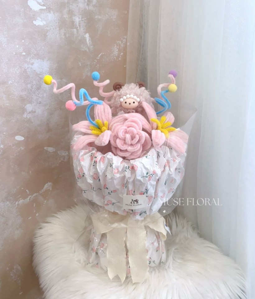 Cotton Carnival Twist Stick Bouquet - Hand Bouquet (Soap Flowers)