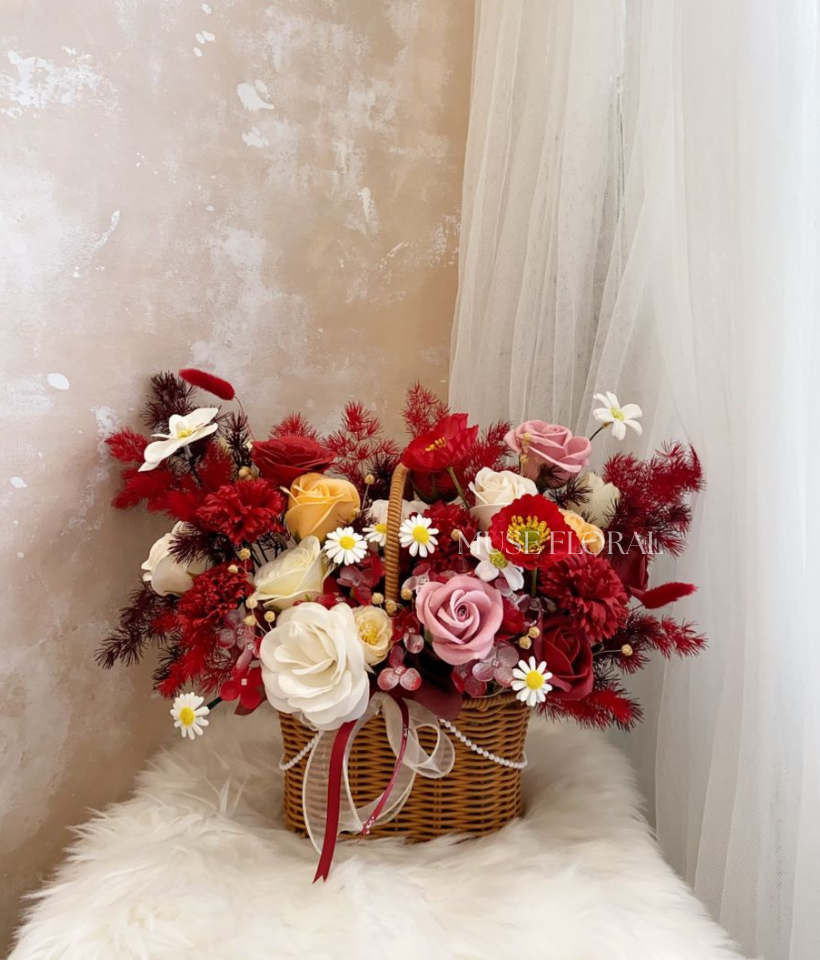 Haus of Light Artificial Soap Flowers Basket - Artificial Soap Flowers