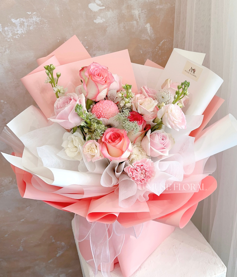 Ghosted Rose Rose Bouquet - Hand Bouquet (Fresh Flowers)