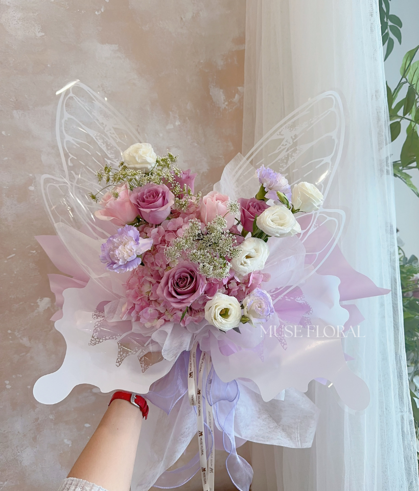 Cobalt Thread Rose Bouquet - Hydrangea