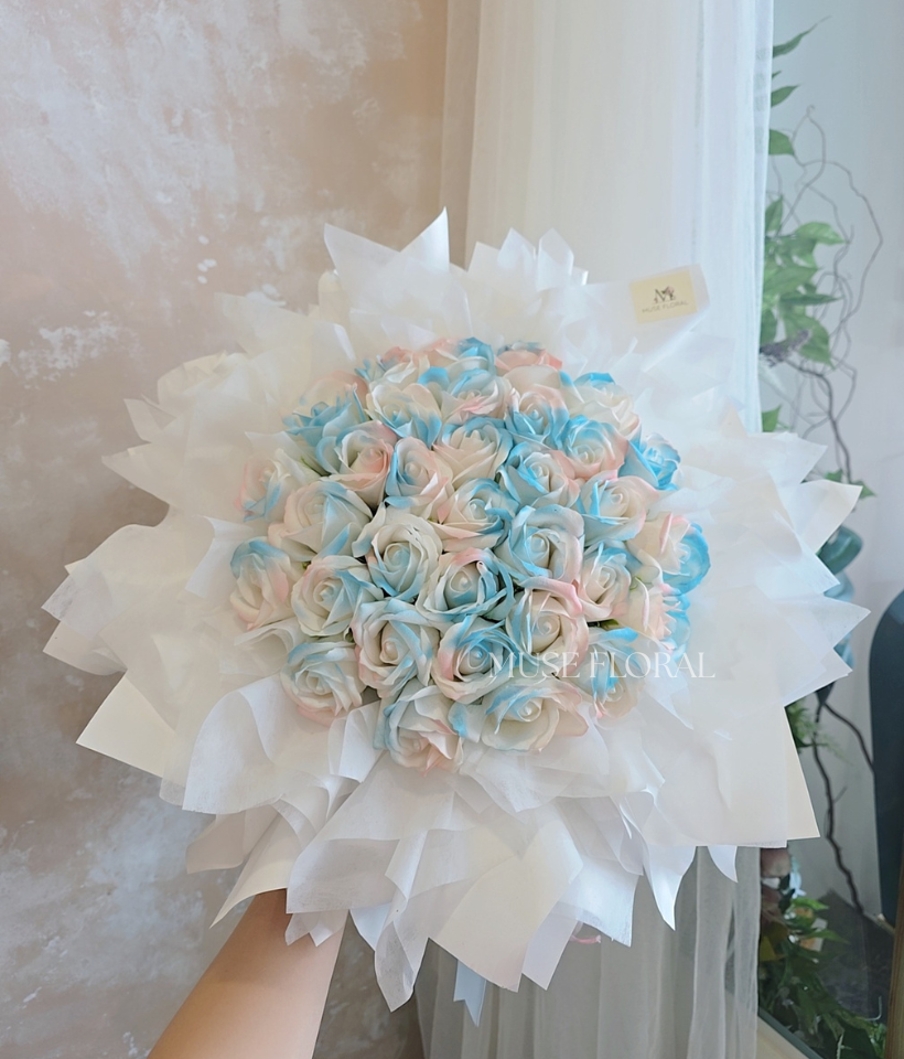 Fern & Foam Soap Flower Bouquet - Hand Bouquet (Soap Flowers)