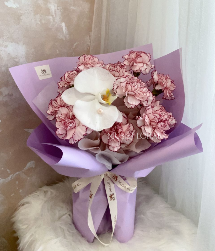 Dusty Kindness Carnation Bouquet - Hand Bouquet (Fresh Flowers)