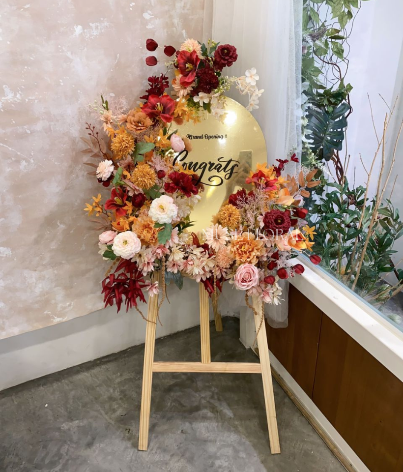 Serein Opening Mirror Acrylic Plaque (Artificial Flower) - Opening Flower Stand (Artificial Flower)