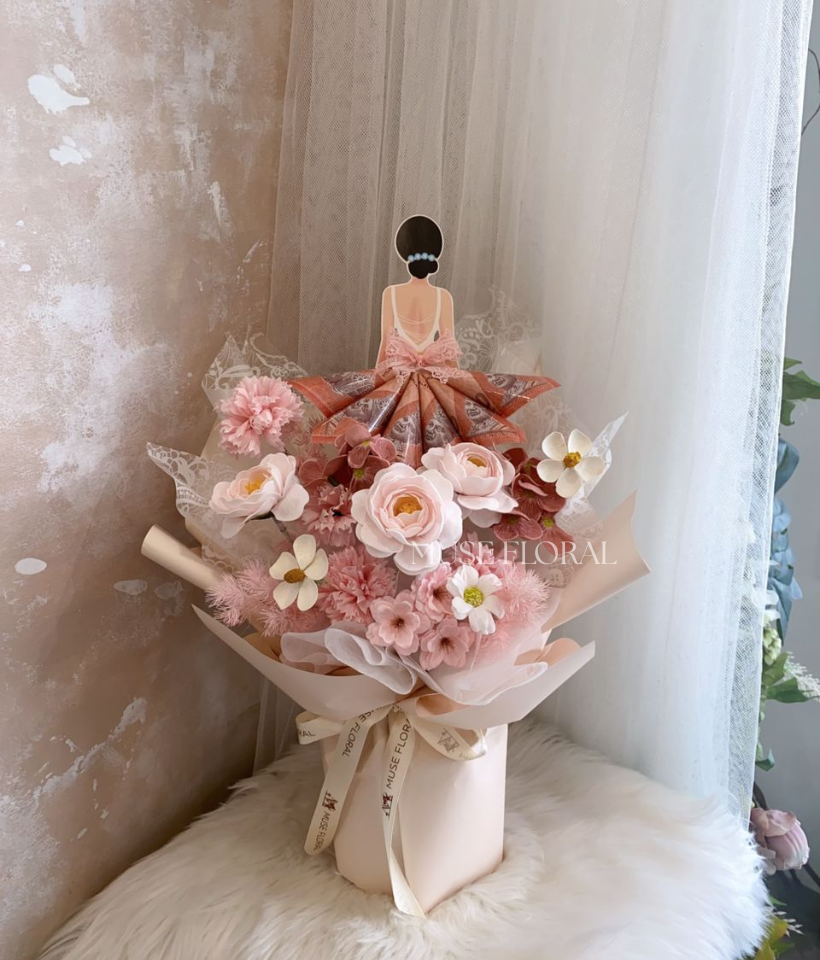 Sonnet Kiss Money Flower Bouquet (Cash RM60) - Money Flowers