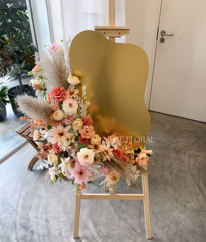 Sugar Foam Opening Mirror Acrylic Plaque (Artificial Flower) - Opening Flower Stand (Artificial Flower)