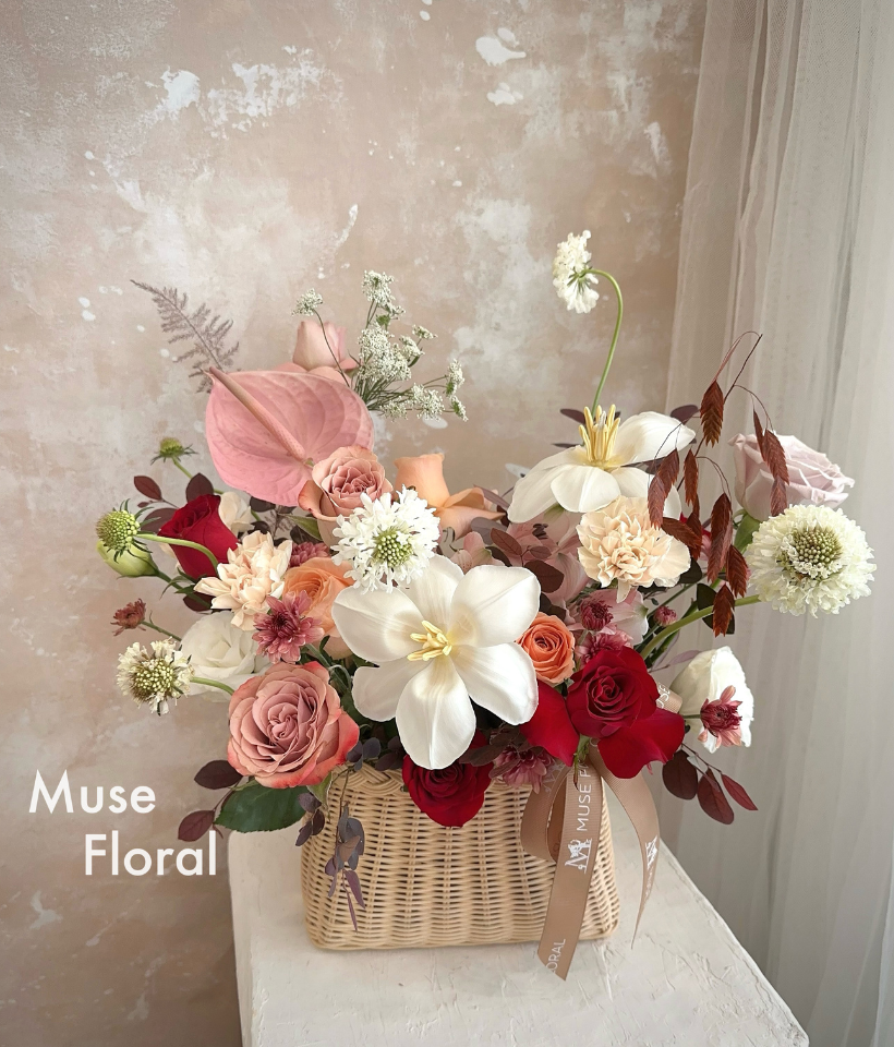 Autumn Tide Flower Basket (Fresh Flower) - Flower Box / Basket Table Top