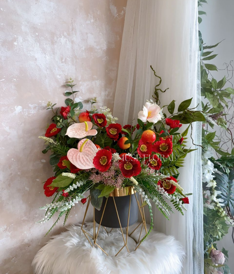 Velvet Lucky Paws Artificial Flowers Pot - Artificial Flowers (Table)