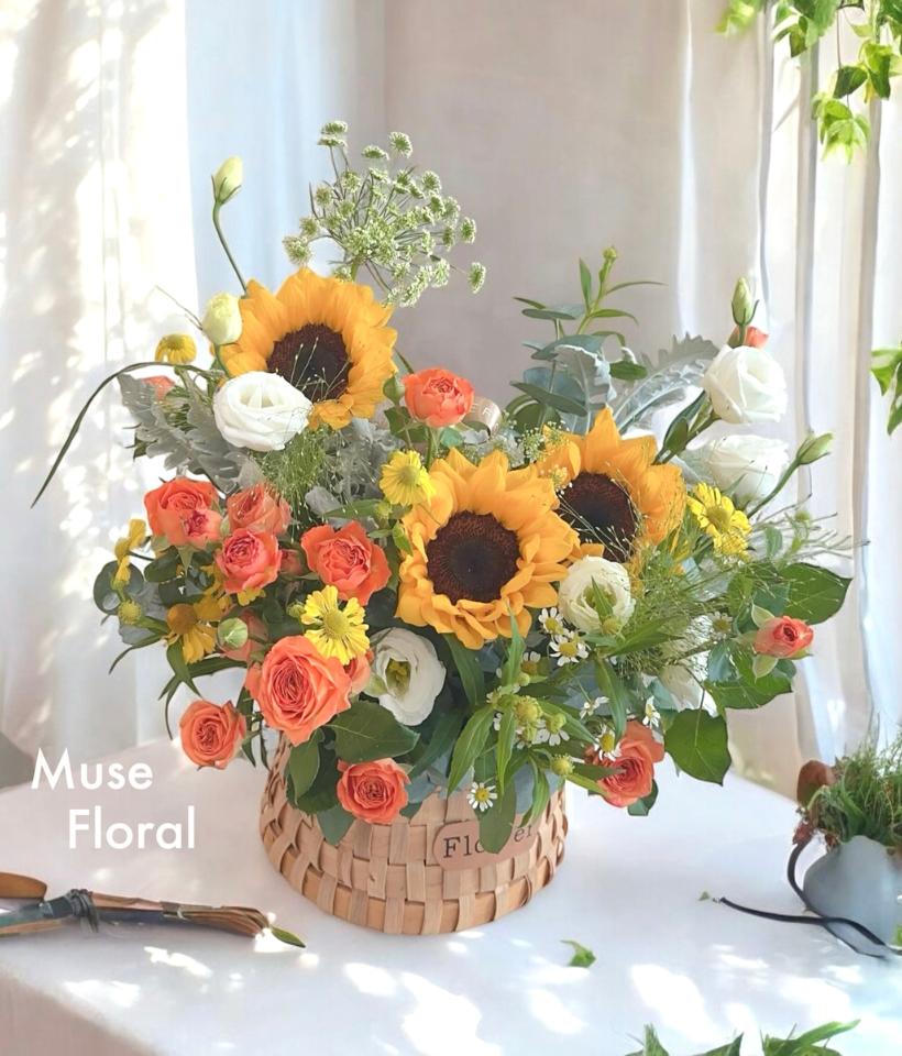 After the Storm Flower Basket (Fresh Flower) - Flower Box / Basket Table Top