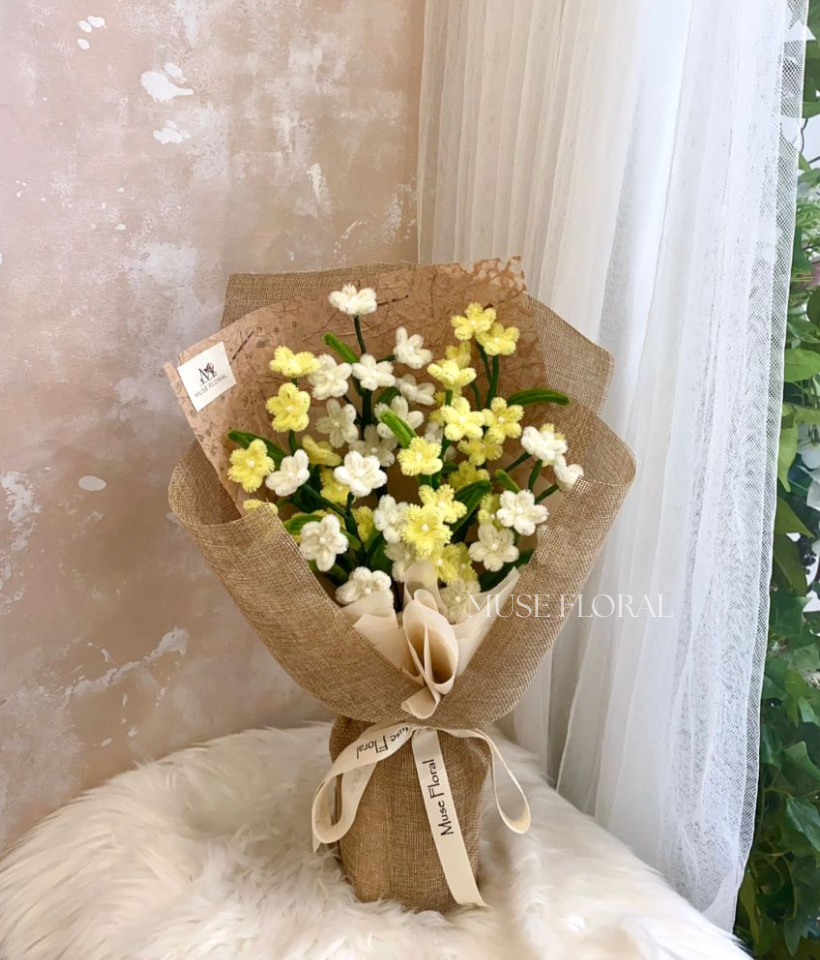 A Willow Veil Twist Stick Bouquet - Hand Bouquet (Soap Flowers)
