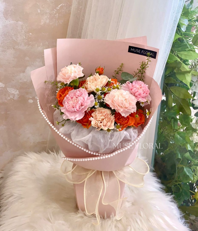 Vervain Silk Carnation Bouquet - Carnation
