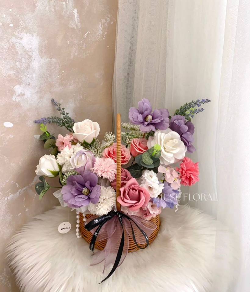 Kairo Artificial Soap Flowers Basket - Artificial Soap Flowers
