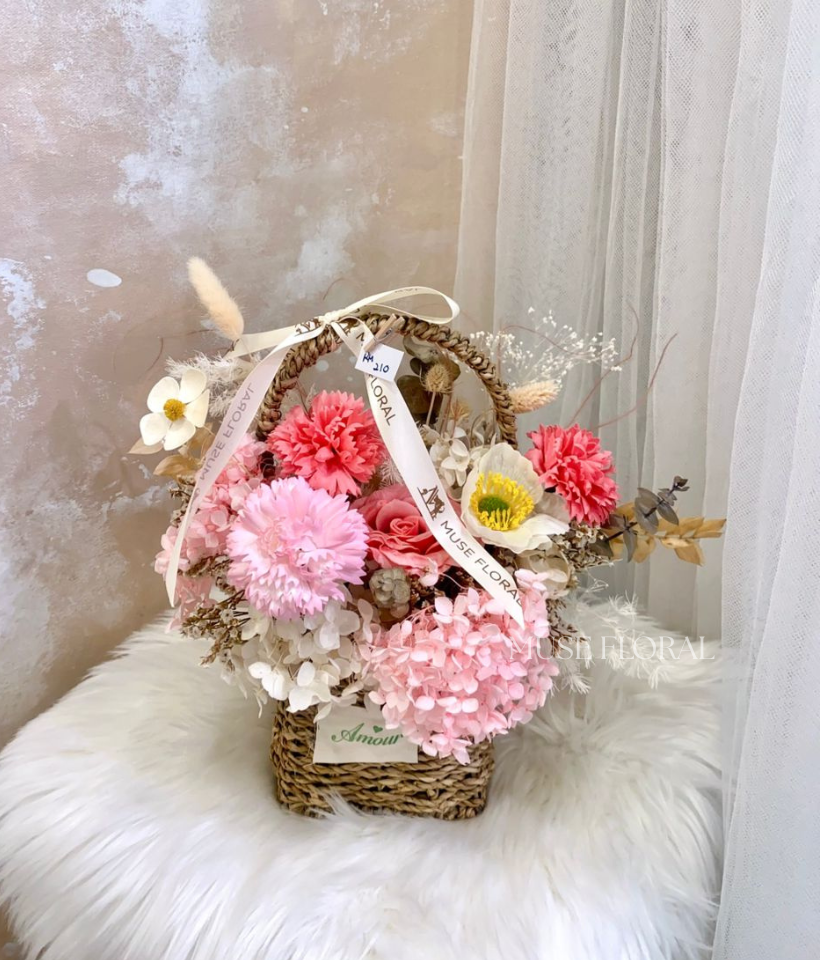 Root & Rise Artificial Soap Flowers Basket - Artificial Soap Flowers