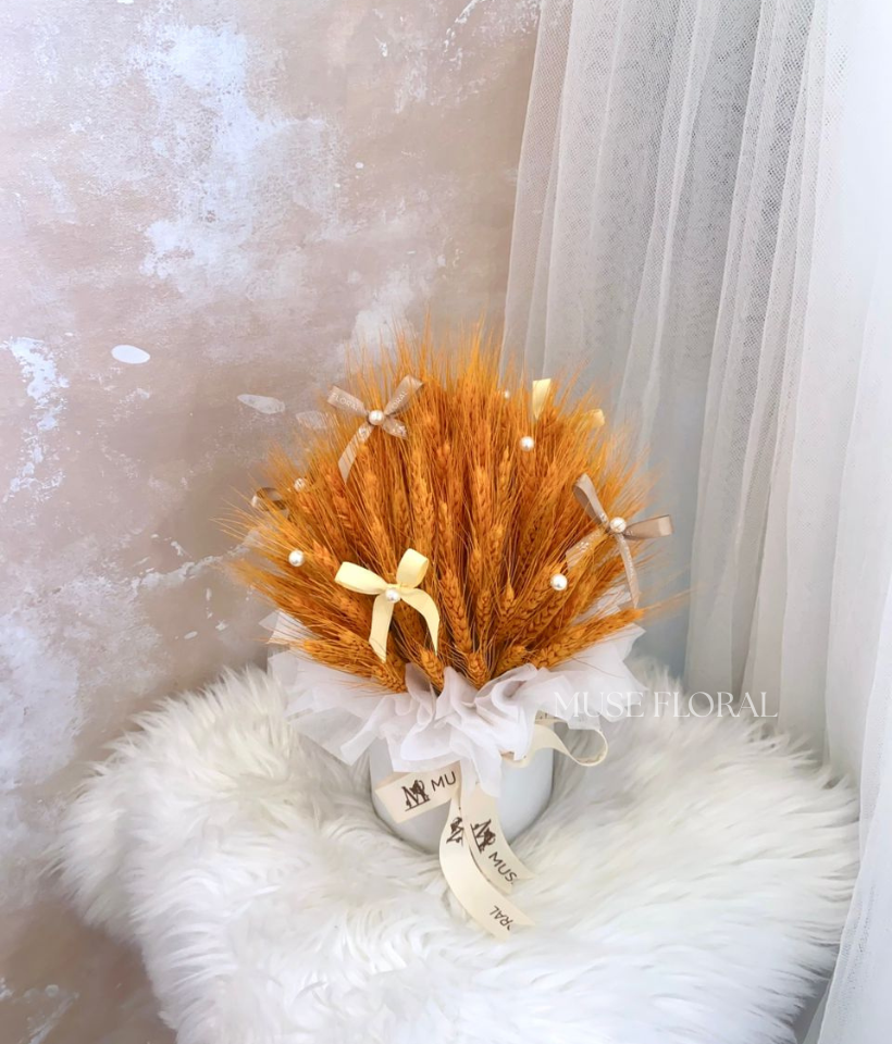 Mini Golden Harvest Dried Wheat Flowers Box - Artificial Soap Flowers