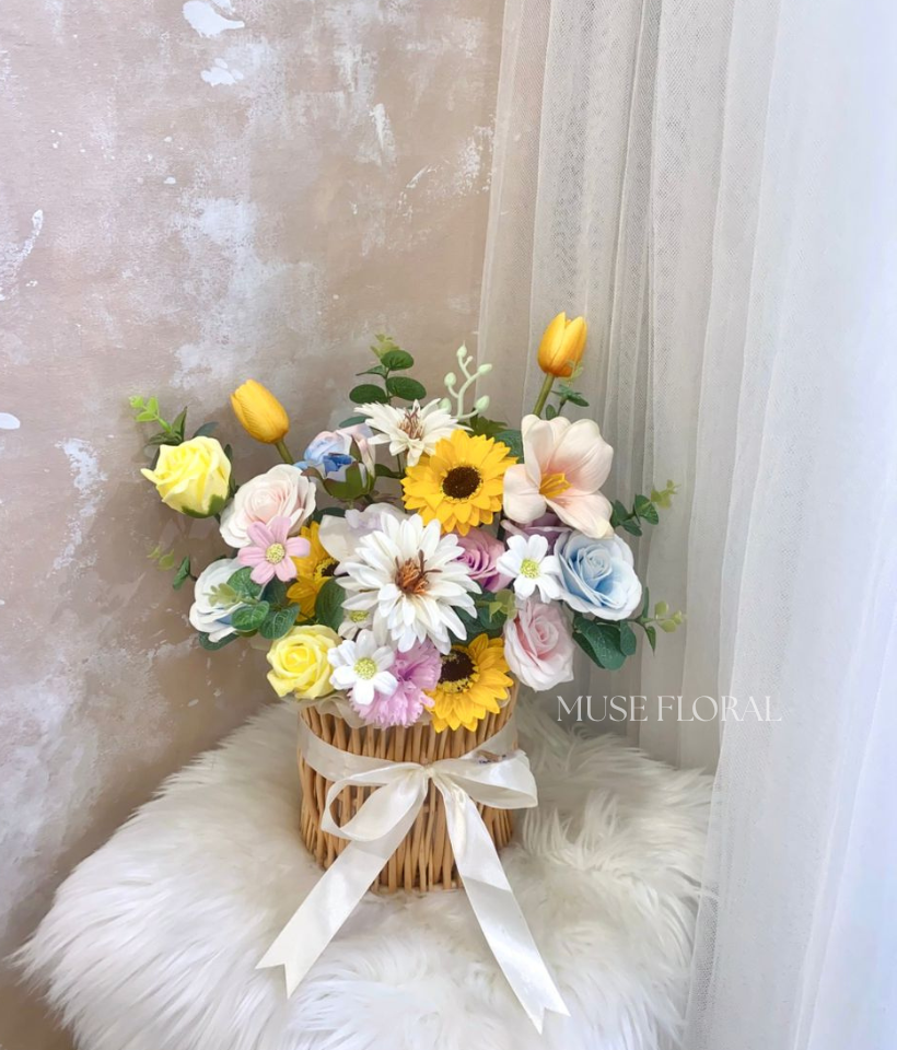  Solune Soap Flowers Basket  - Artificial Soap Flowers