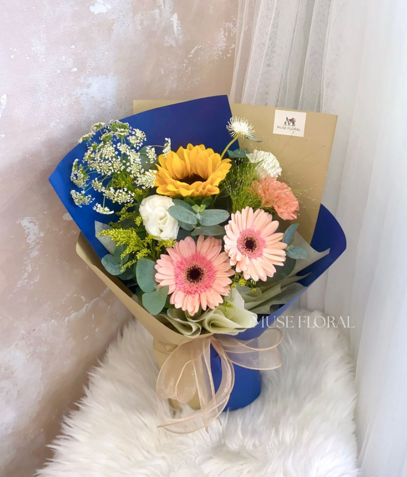 Sepia Petals Mix Flower Bouquet  - Sunflower