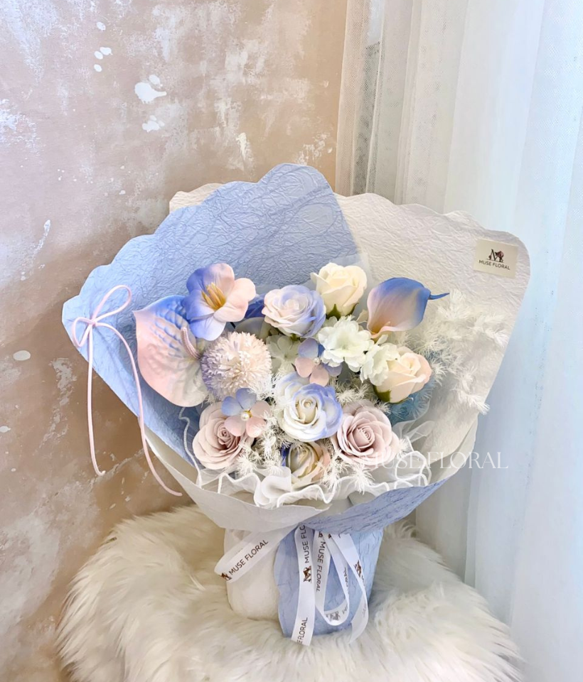 Iris Fog Soap Flower Bouquet - Hand Bouquet (Soap Flowers)