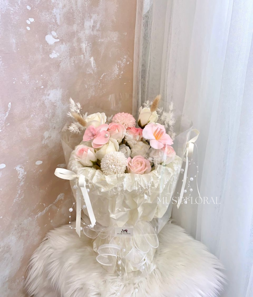 Soft Moss Soap Flower Bouquet - Hand Bouquet (Soap Flowers)