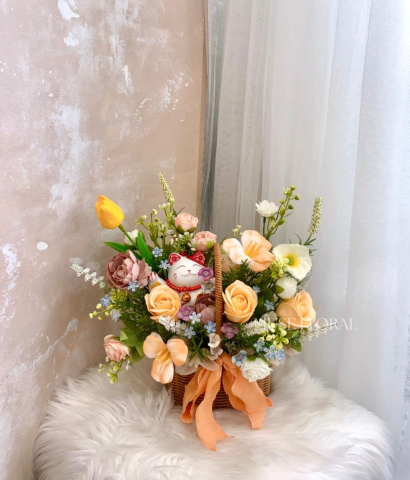 Mochi Flora Soap Flowers Basket - Artificial Soap Flowers