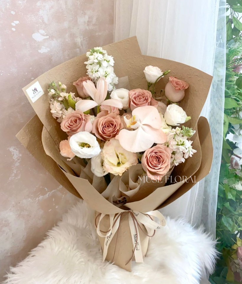 Pastel Hug Mix Flower Bouquet - Rose