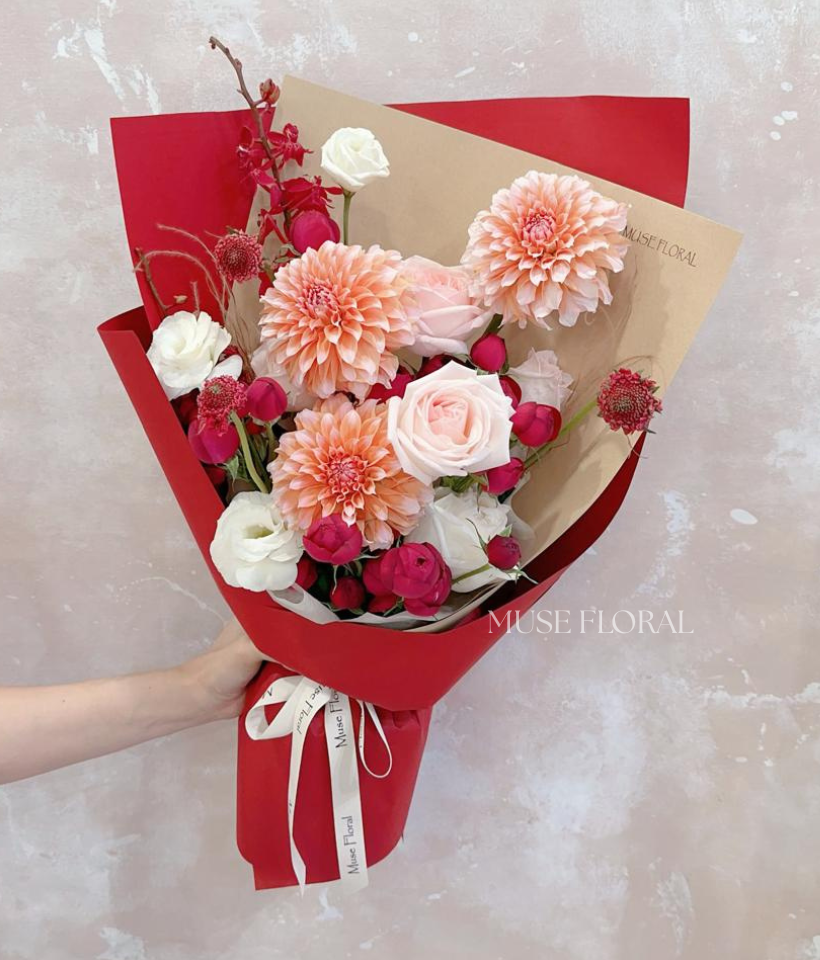 VD Vellum Petals Mix Flower Bouquet - Valentine's Day