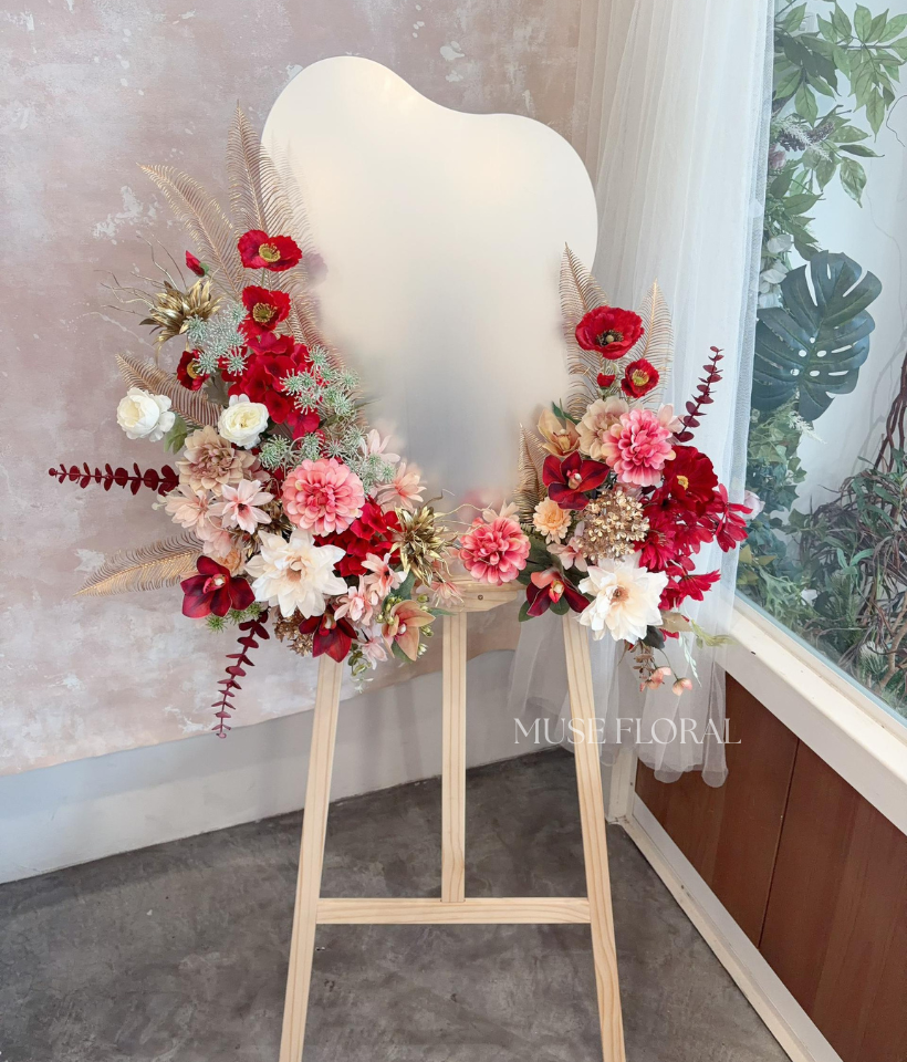 Sugar Foam Opening Mirror Acrylic Plaque (Artificial Flower) - Opening Flower Stand (Artificial / Soap / Preserved Flower)