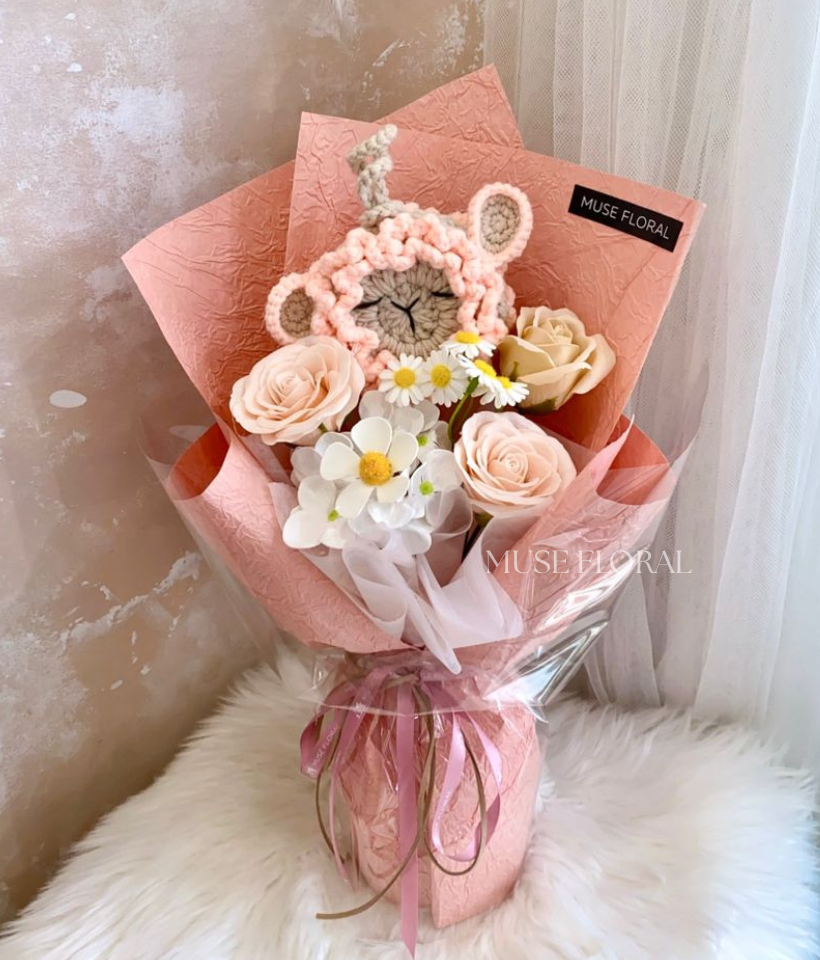 Little Lamb Garden Soap Flower Bouquet - Hand Bouquet (Soap Flowers)