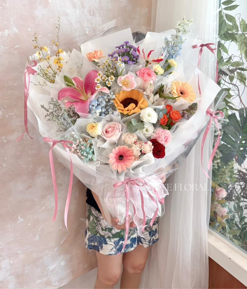 VD Belle Stem Mix Flower Bouquet - Valentine's Day