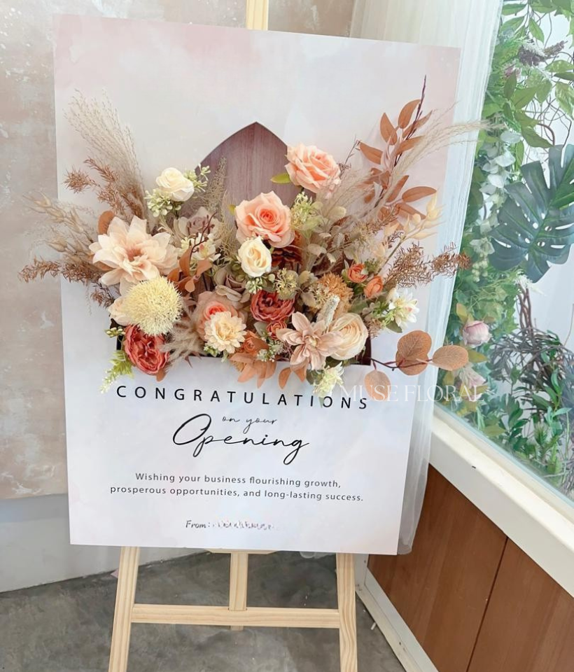 A Amethyst Wing Business Opening Acrylic Plaque (Artificial Flower)- *PRE-ORDER* - Opening Flower Stand (Artificial / Soap / Preserved Flower)
