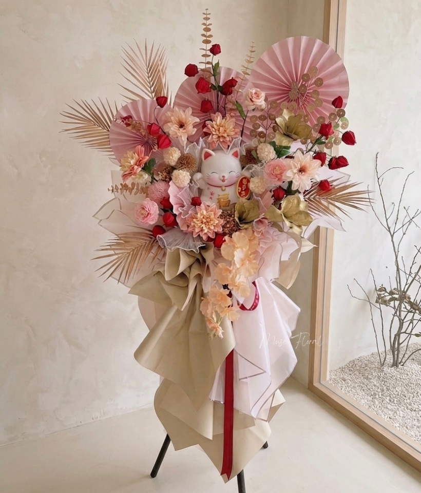 Golden Blessing Business Opening Flower Stand (Artificial Flower) - Opening Flower Stand (Artificial / Soap / Preserved Flower)