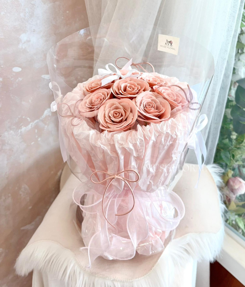 Pale Things Gathered Soap Flower Bouquet - Hand Bouquet (Soap Flowers)