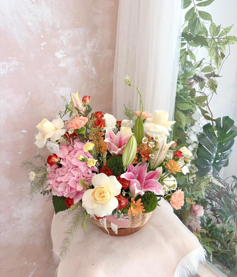 Artisan Floral Flower Basket - Mother's Day