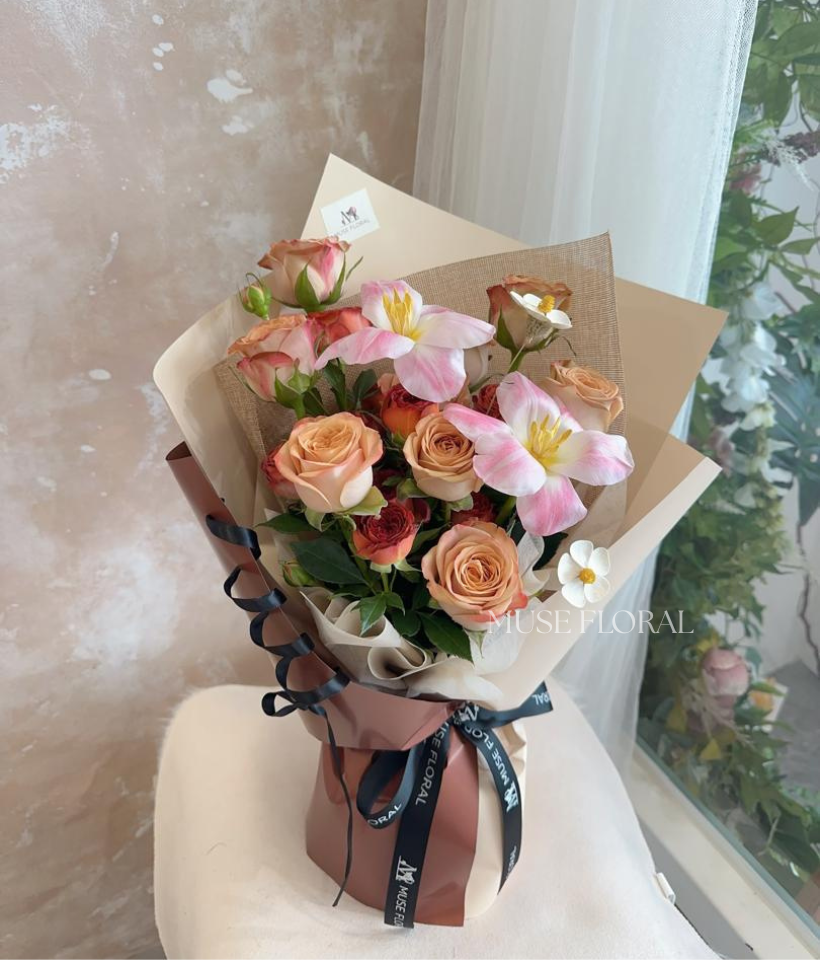 VD Fleur Éther Rose Bouquet - Valentine's Day