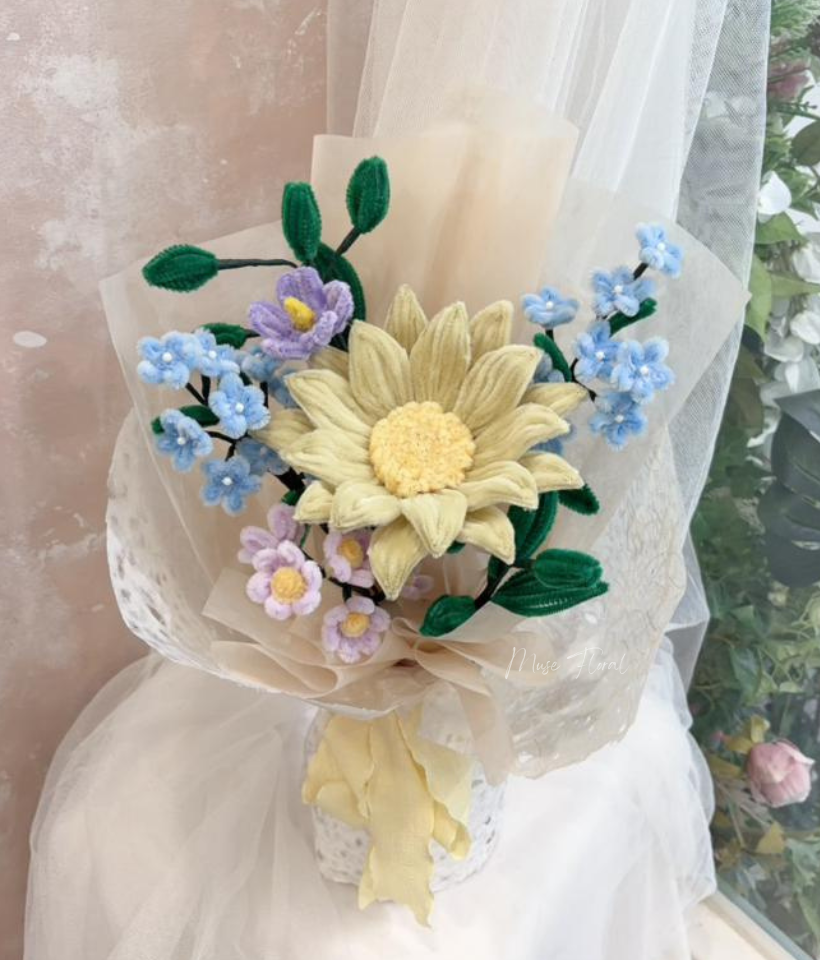 Jade Petals Twist Stick Bouquet - Hand Bouquet (Soap Flowers)