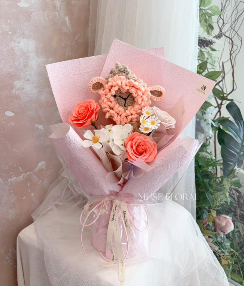Little Lamb Garden Soap Flower Bouquet - Hand Bouquet (Soap Flowers)
