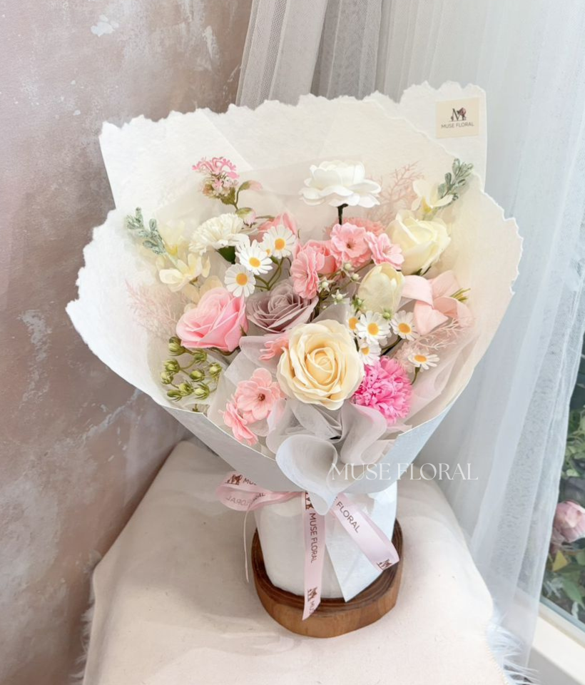 Blush Reverie Soap Flower - Hand Bouquet (Soap Flowers)