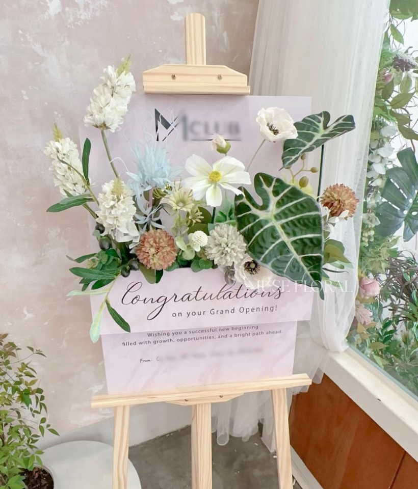 A Noir Bloom Business Opening Acrylic Plaque (Artificial Flower)- *PRE-ORDER* - Opening Flower Stand (Artificial / Soap / Preserved Flower)