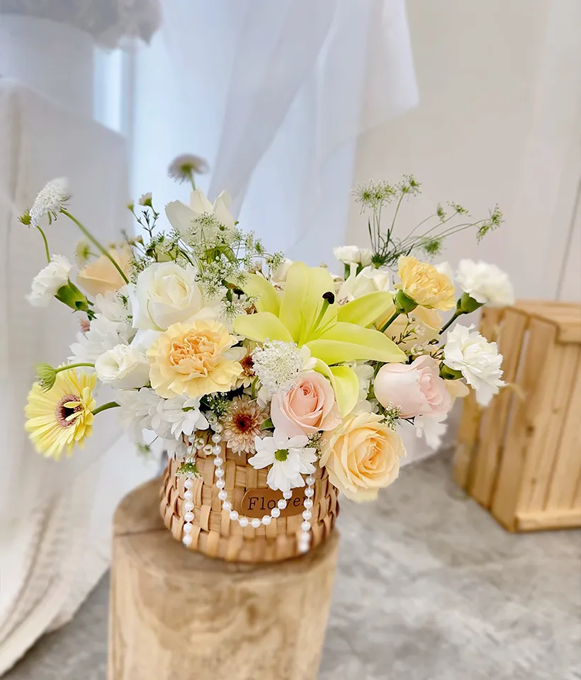 Harmony Farewell Condolences Flower Basket - Condolence Flower Stand