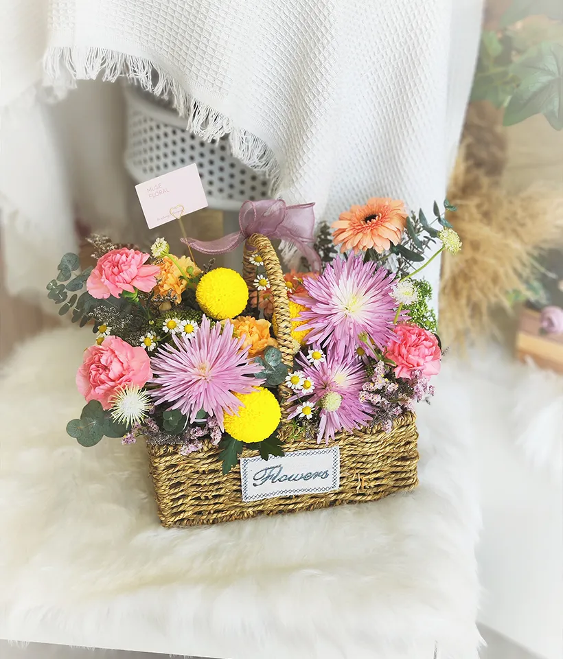 Pure Journey Condolences Flower Basket - Condolence Flower Stand